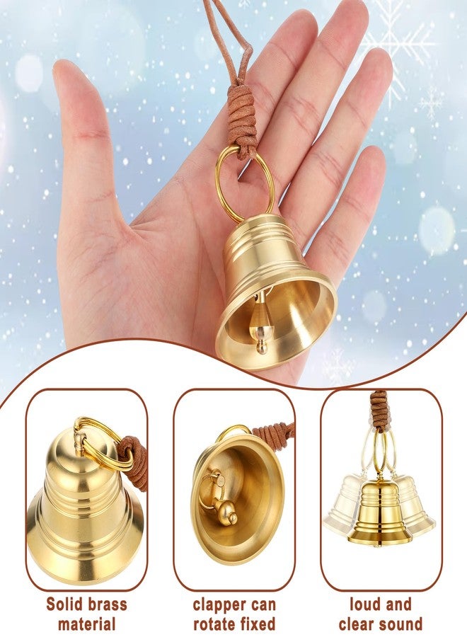 جرس نحاسي لعيد الميلاد لمقبض باب المنزل، جرس ذهبي معلق مع حبل، أجراس زخرفية للمنزل، زينة عيد الميلاد، قلادة للباب - Image 5